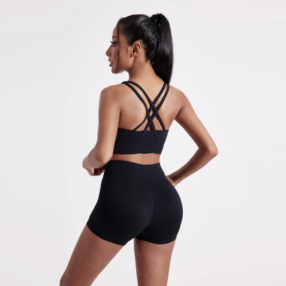 Cross-Back Sports Bra & Shorts Set