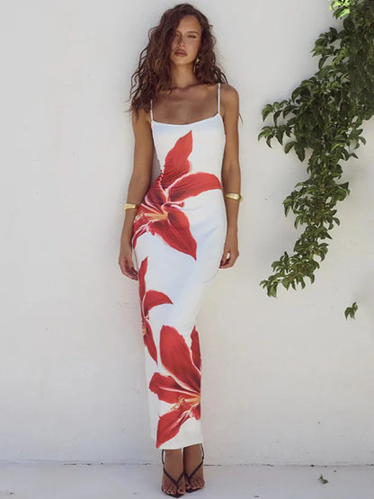 Floral Spaghetti Strap Long Dress