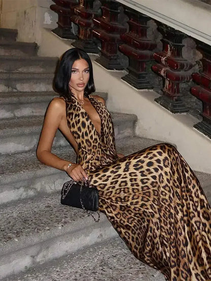 McKenzie Leopard Print Halter Dress