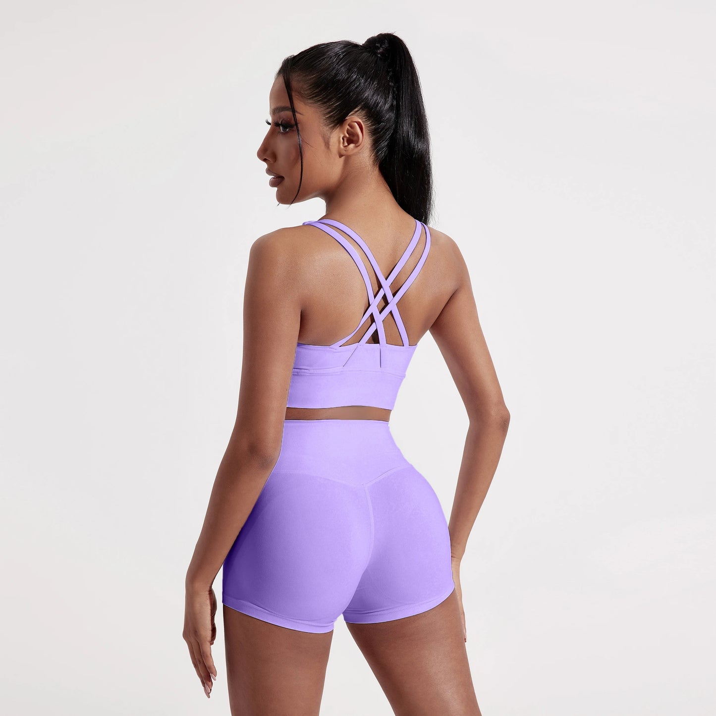 Cross-Back Sports Bra & Shorts Set