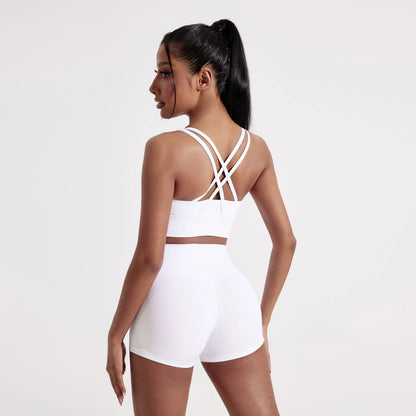 Cross-Back Sports Bra & Shorts Set