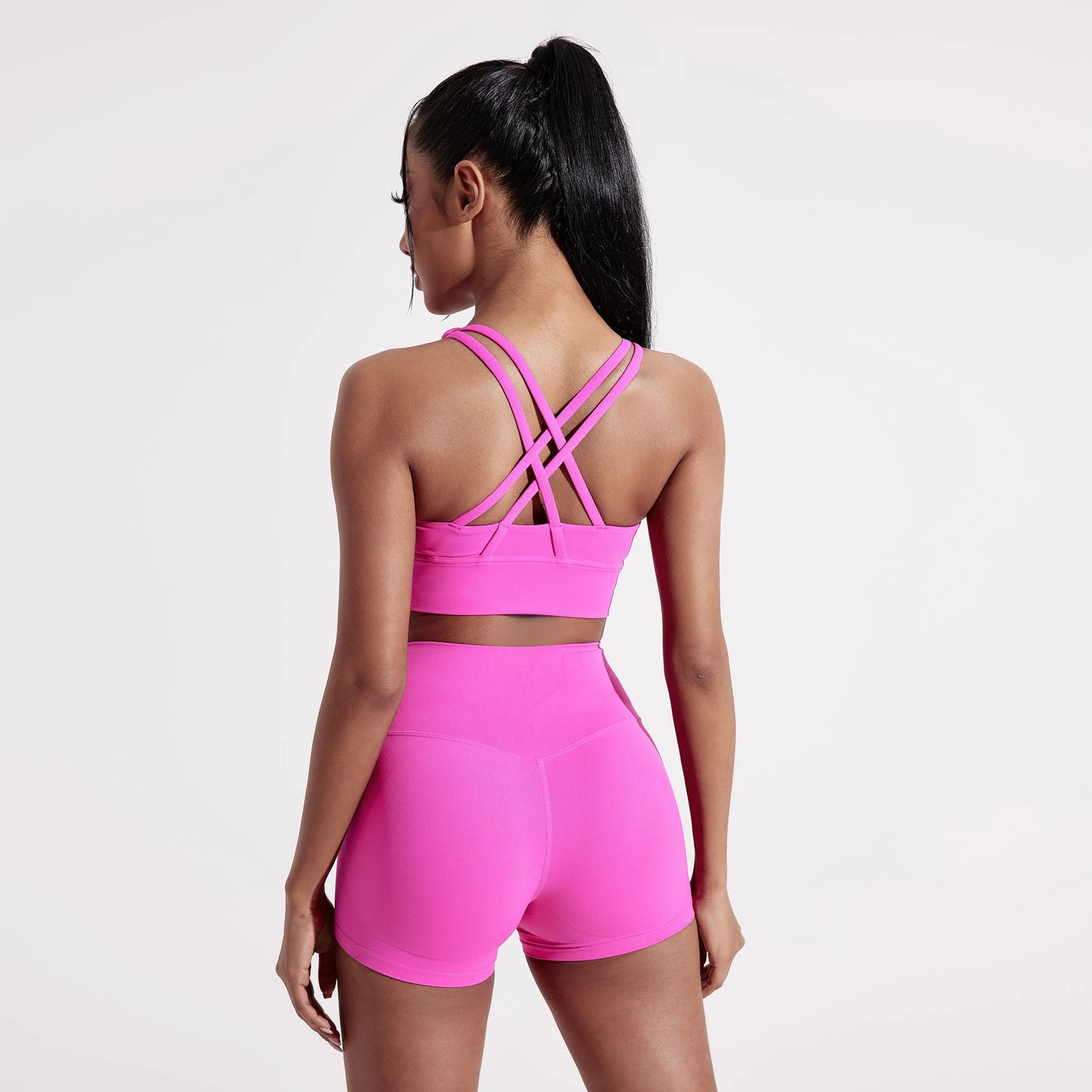 Cross-Back Sports Bra & Shorts Set