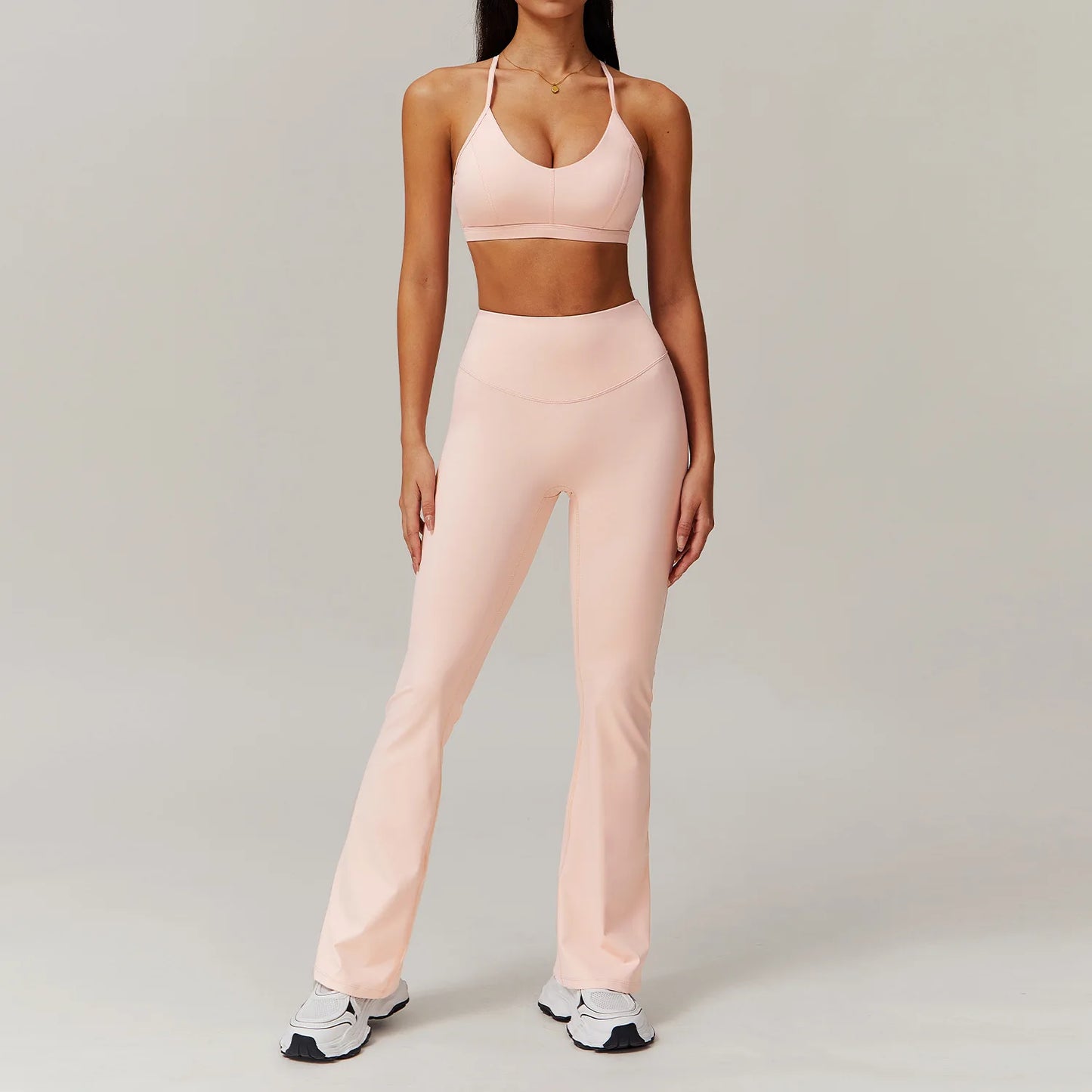 2pcs Crop Top Flared Yoga Set