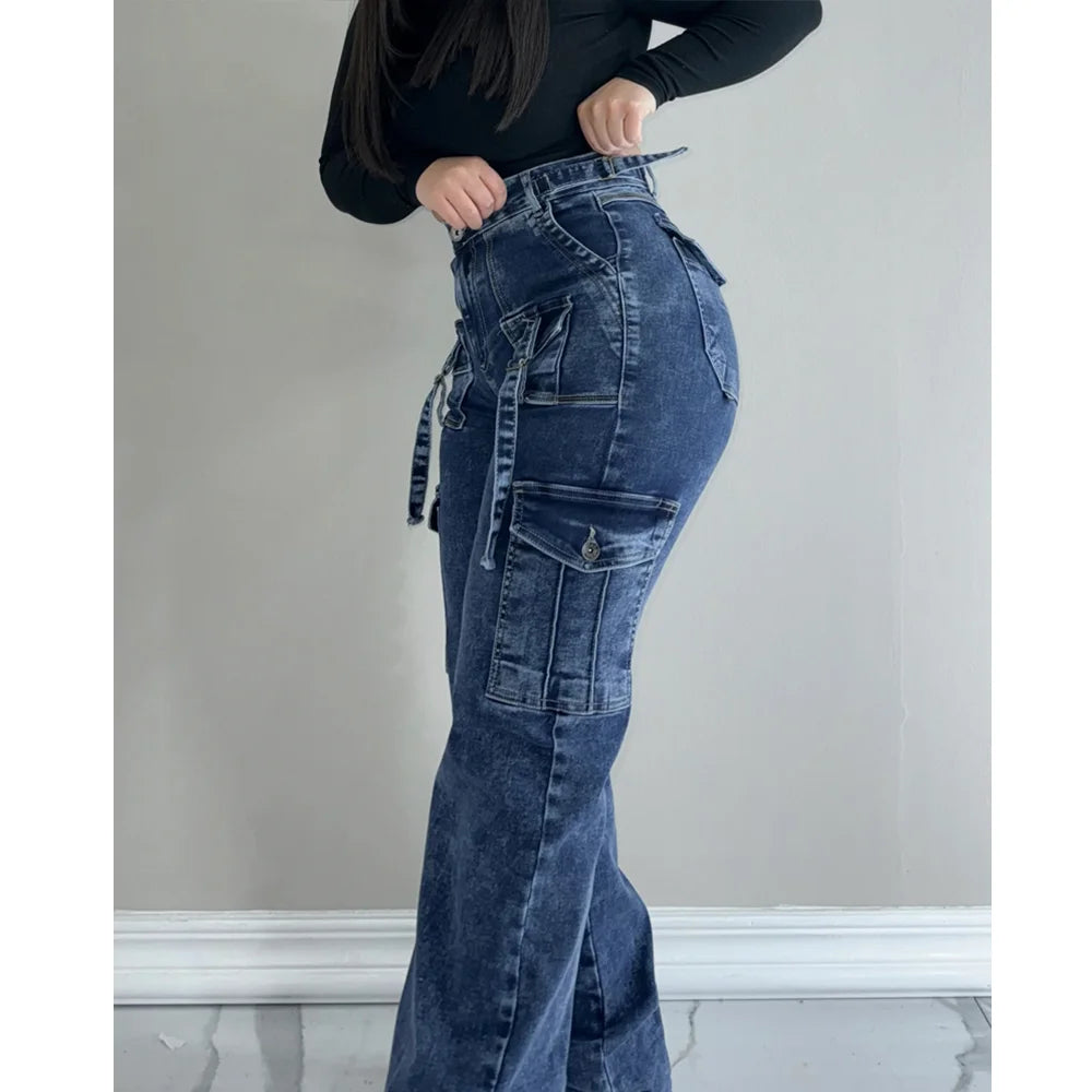 Wide-Leg Safari Cargo Jeans