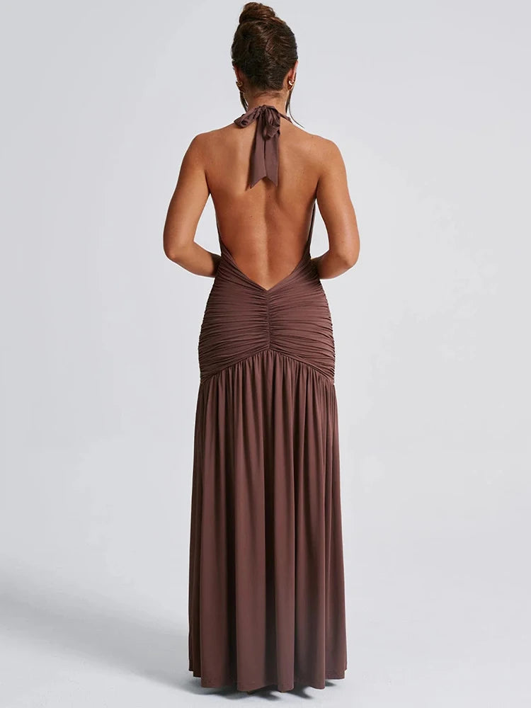 BhadBody Deep V-Neck Backless Dress