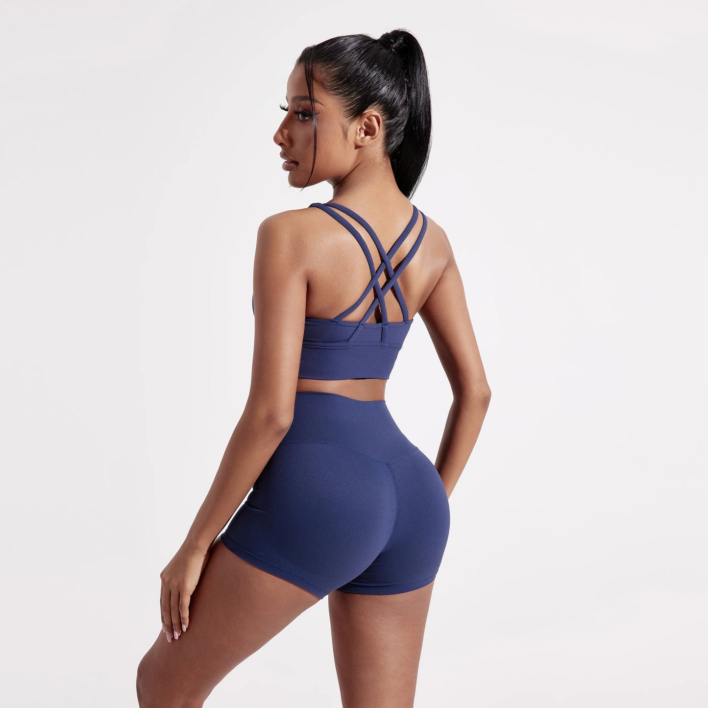 Cross-Back Sports Bra & Shorts Set