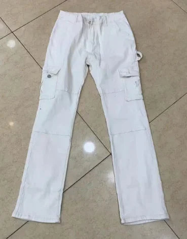 Colored High Waist Cargo Jeans