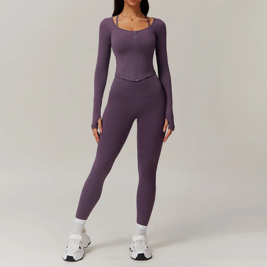 2pcs Yoga Set - Long Sleeve + Leggings