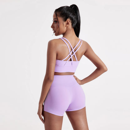 Cross-Back Sports Bra & Shorts Set