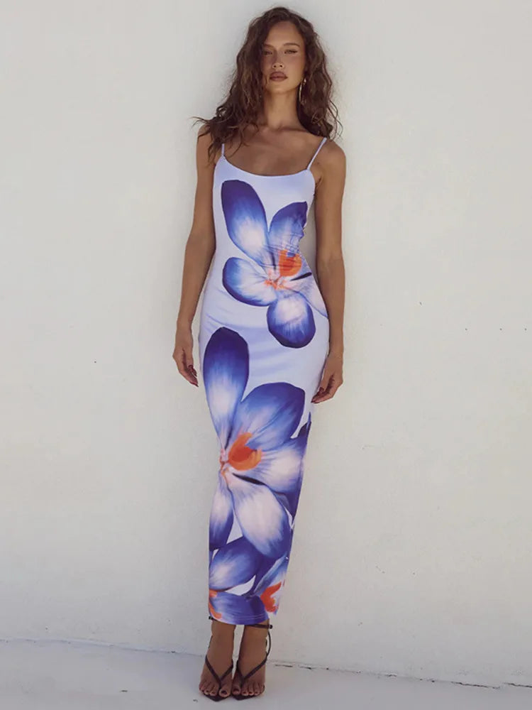 Floral Spaghetti Strap Long Dress