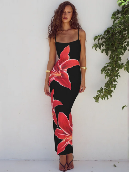 Floral Spaghetti Strap Long Dress