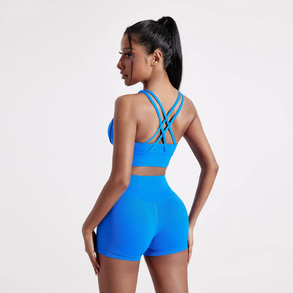 Cross-Back Sports Bra & Shorts Set