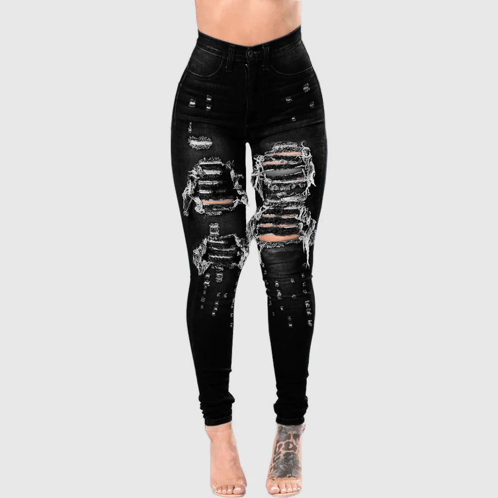 High-Waist Ripped Skinny Jeans