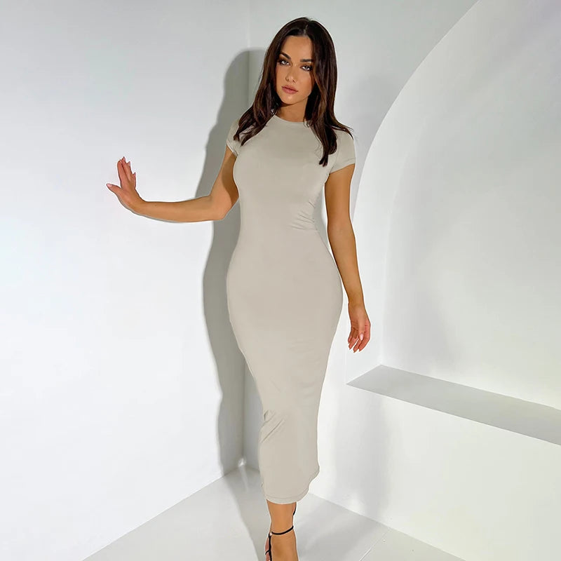 Slim Fit Short Sleeve Maxi Dress