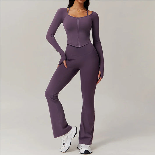 2pcs  Long Sleeve Flared Yoga Set